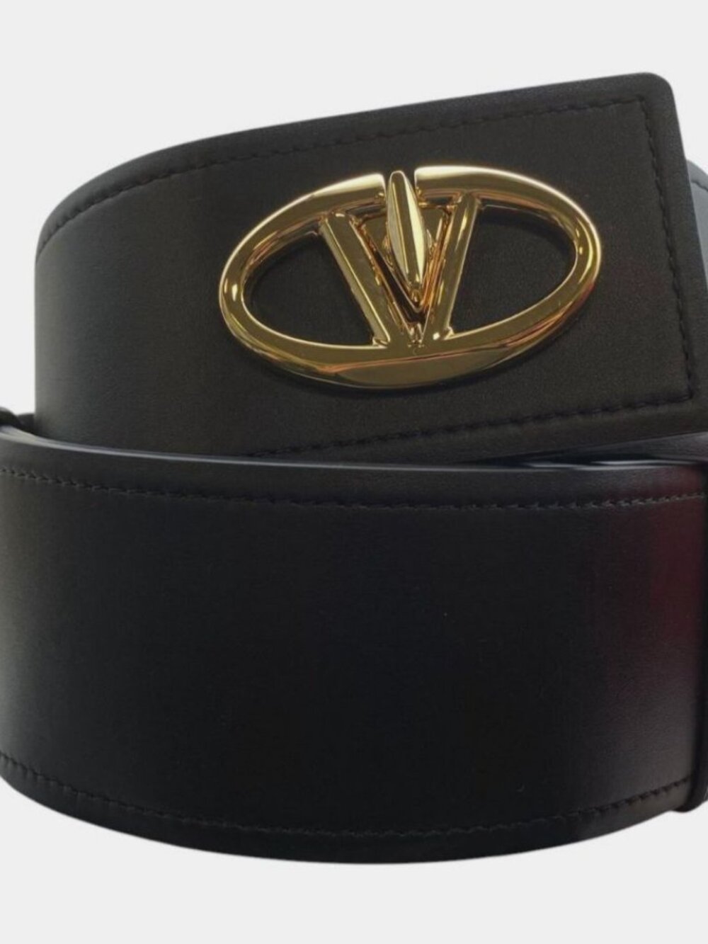 Valentino Garavani Women's Black VLogo 60MM Calfskin Leather Belt Size 85/34